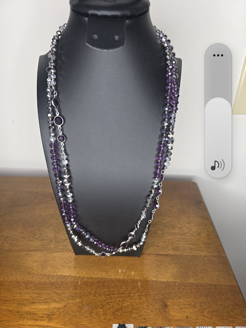 White House Black Market Purple and Silver Covertible Crystal Necklace